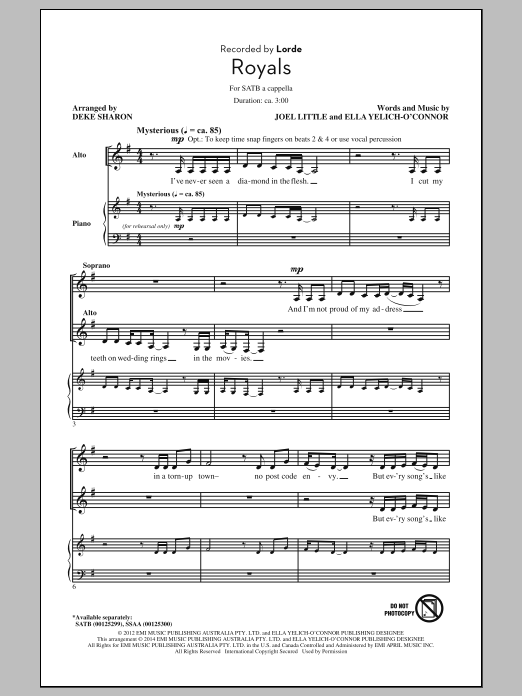 Produktbild zu: Royals (arr. Deke Sharon)