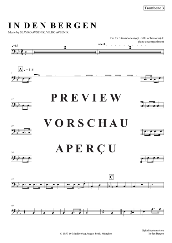 Product gallery: Page 15 of 21 In Den Bergen , Avsenik, Slavko, (Trombone Trio + Piano)