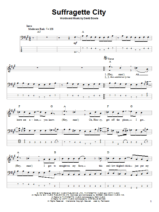 Produktgalerie: Seite 1 von 1 Suffragette City, David Bowie, E-Bass