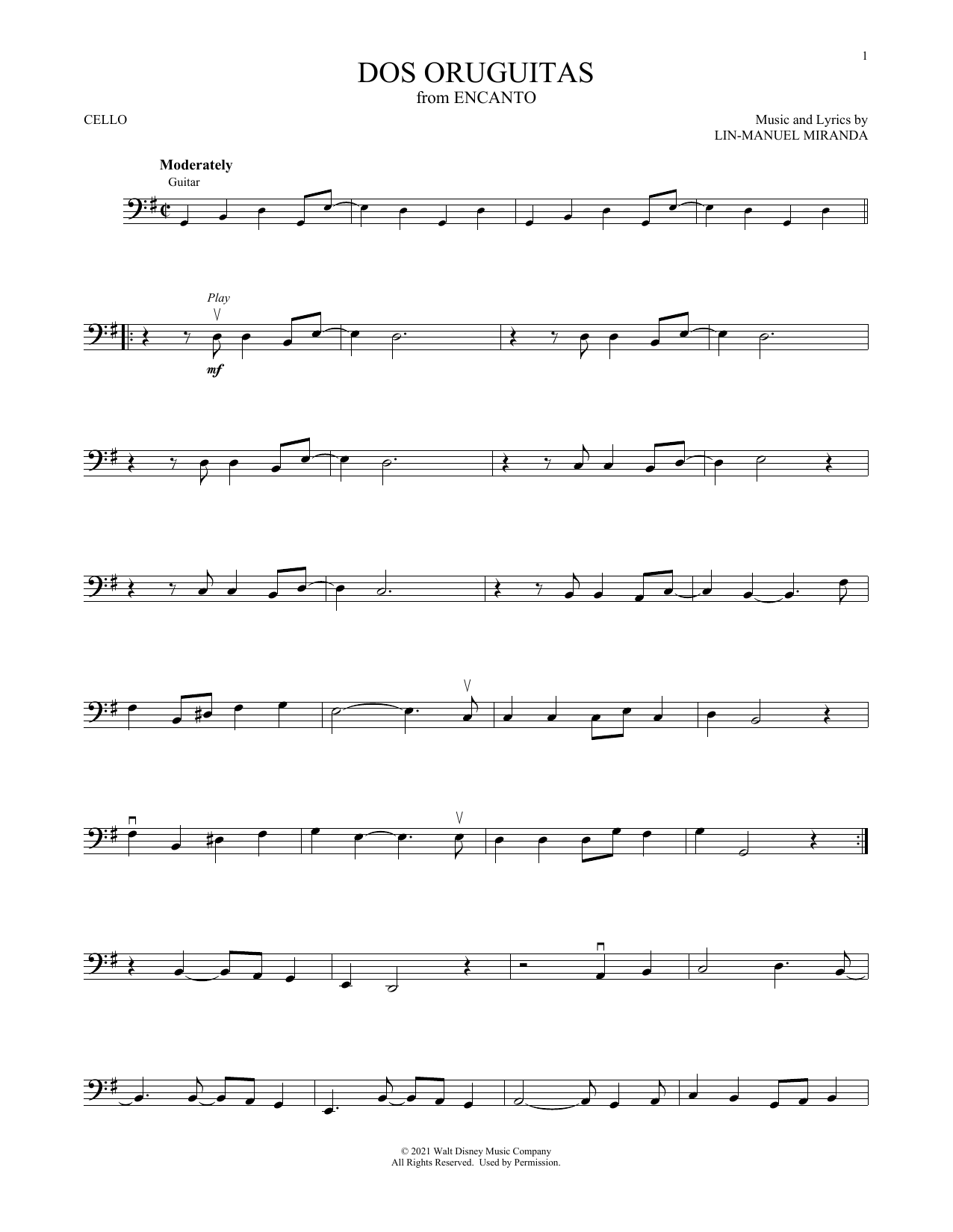 Produktgalerie: Seite 1 von 1 Dos Oruguitas (from Encanto), Lin-Manuel Miranda, Violoncello