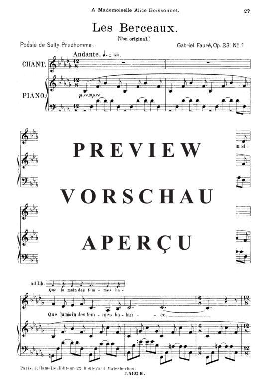 gallery: Les berceaux Op.23 No.1 , , (Gesang mittel + Klavier)