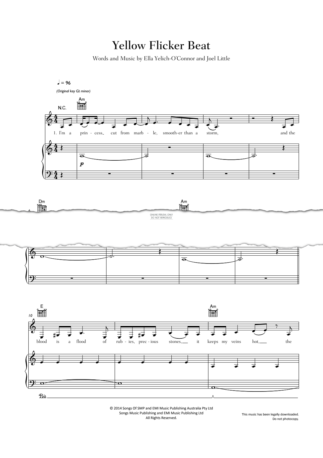 Produktgalerie: Seite 1 von 1 Yellow Flicker Beat, Lorde, Gesang, Gitarre, Klavier