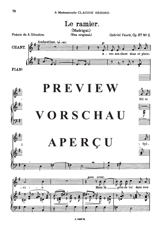 Product gallery: Page 2 of 3 Le ramier Op.87 No.2, , Medium Voice and Piano