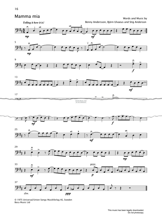 Produktgalerie: Seite 1 von 1 Mamma Mia, Benny Andersson, Violoncello