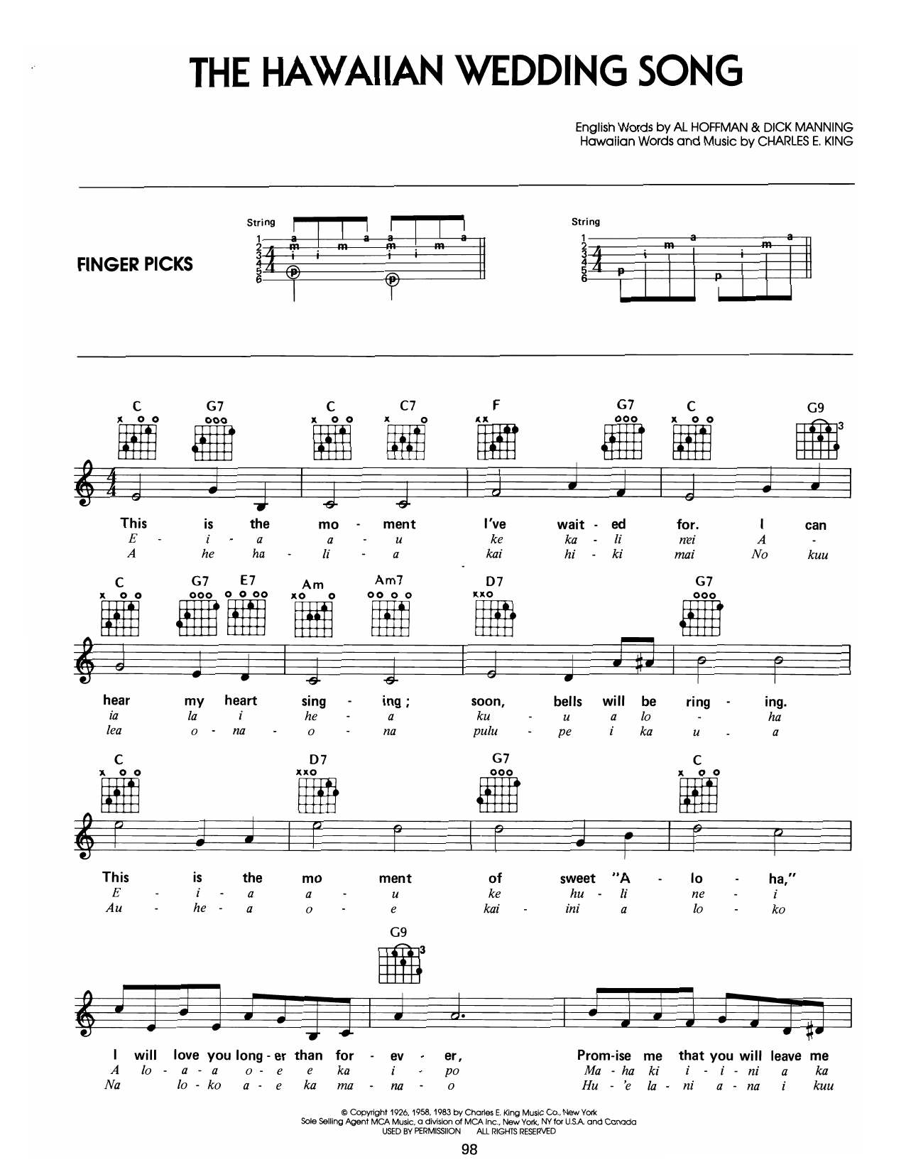 Produktgalerie: Seite 1 von 1 The Hawaiian Wedding Song (Ke Kali Nei Au), Elvis Presley, Gitarre