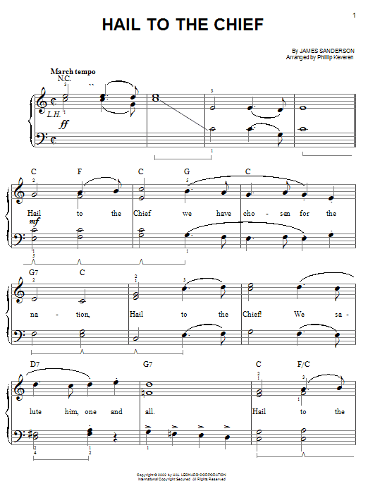 Produktbild zu: Hail To The Chief (arr. Phillip Keveren)