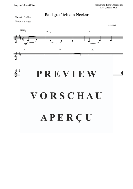 Produktbild zu: Bald gras ich am Neckar (D-Dur)Traditional