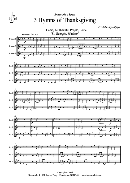 Produktbild zu: 3 Hymns of Thanksgiving Verschiedene Verfasser