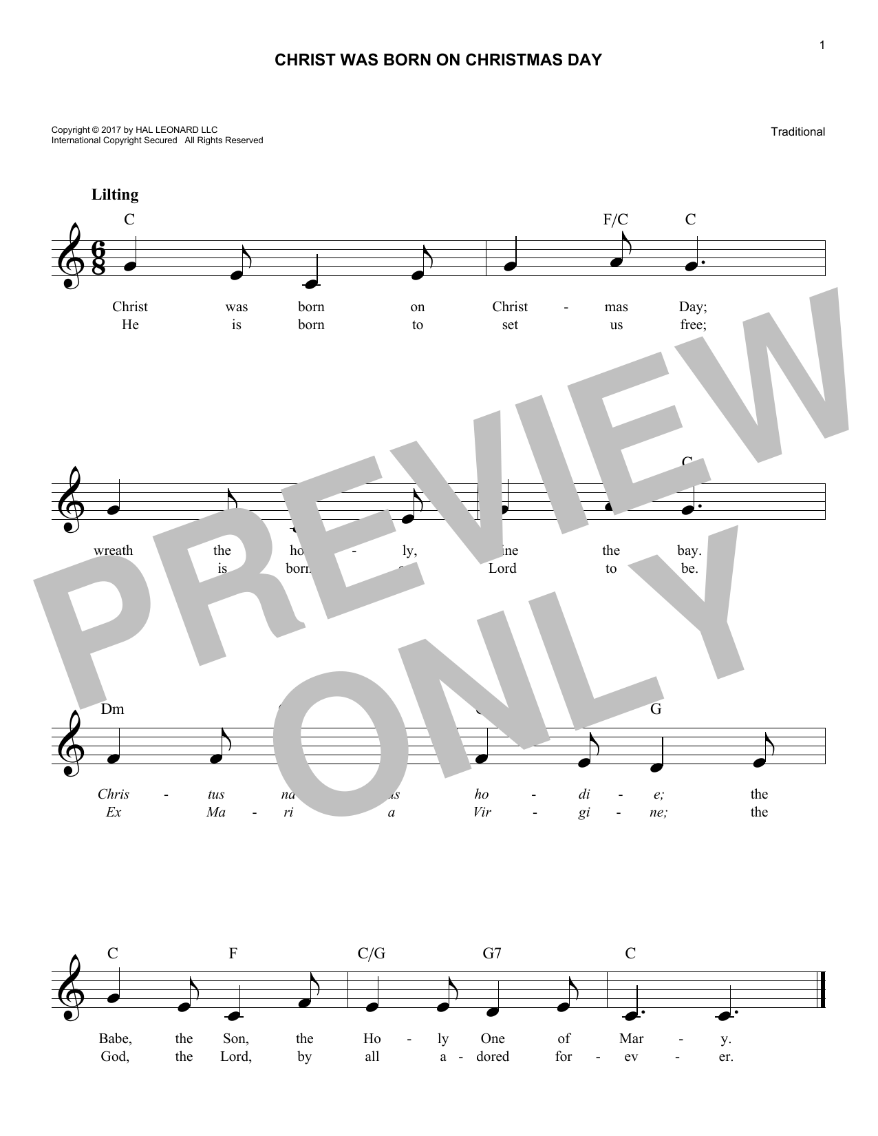 Product gallery: Page 1 of 1 Christ Was Born On Christmas Day, Traditional