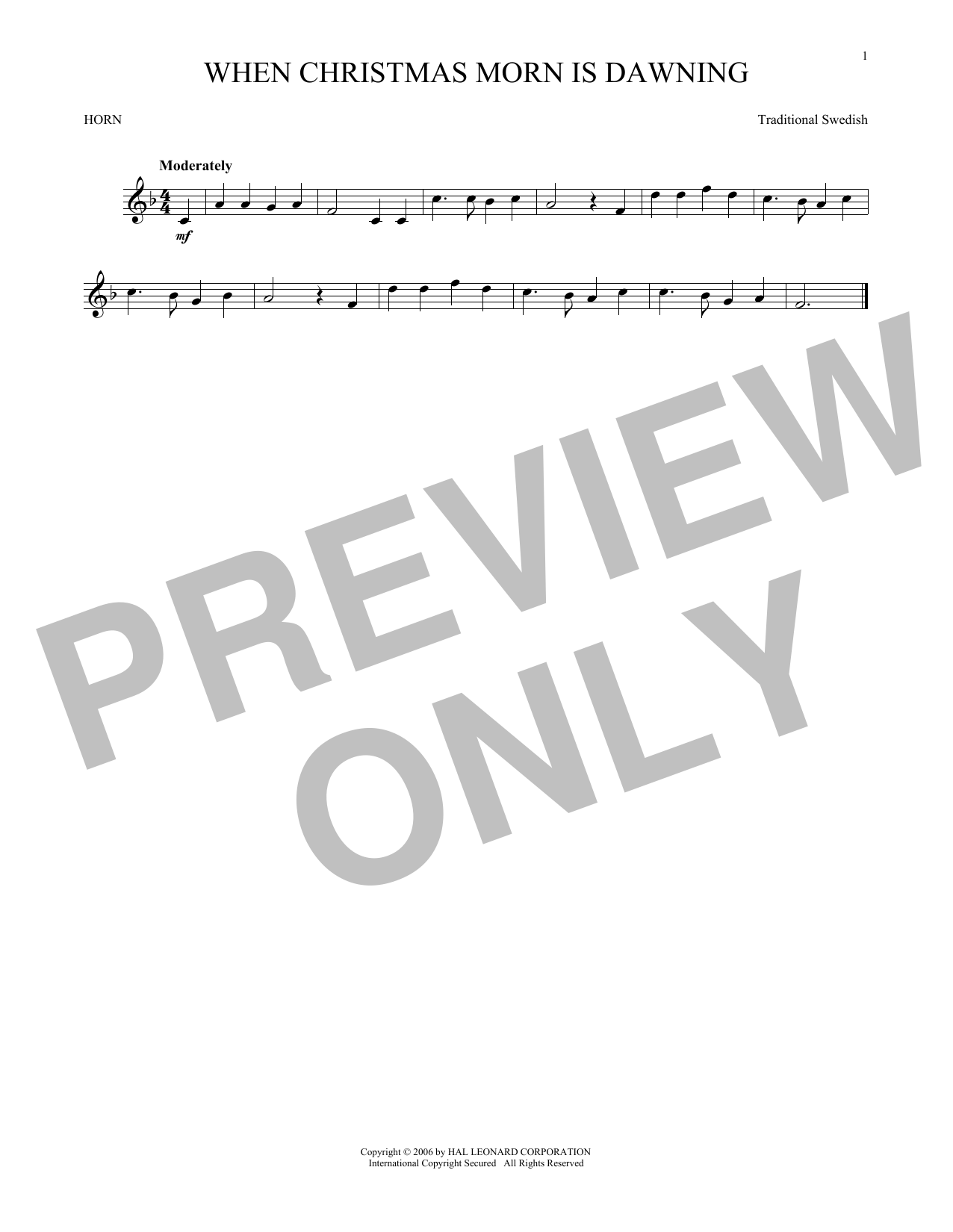 Produktgalerie: Seite 1 von 1 When Christmas Morn Is Dawning, Traditional Swedish, Horn