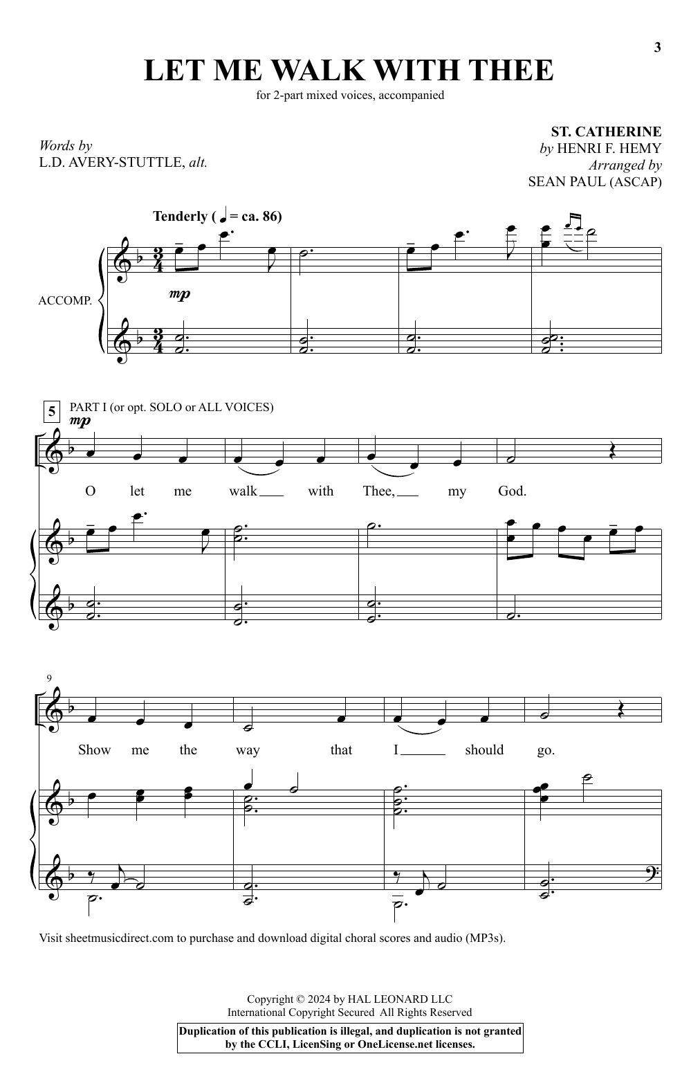 Product picture to: Let Me Walk With Thee (arr. Sean Paul)