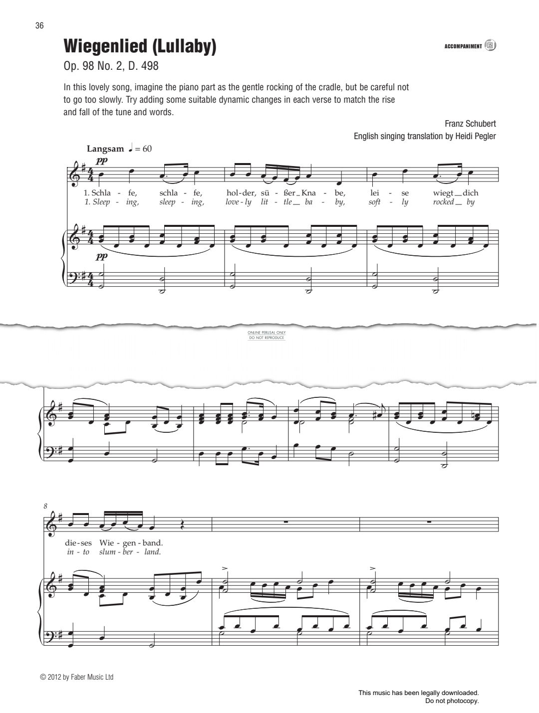 Produktbild zu: Wiegenlied (Lullaby) Op. 98 No. 2, D. 498