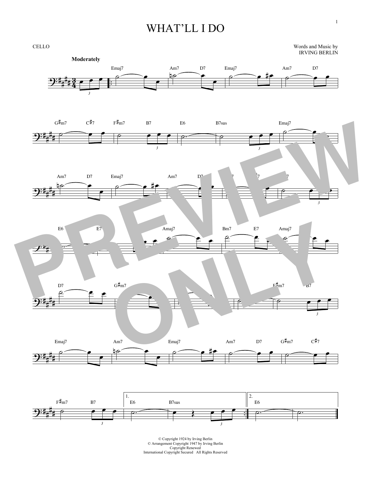 Produktgalerie: Seite 1 von 1 What'll I Do?, Irving Berlin, Violoncello