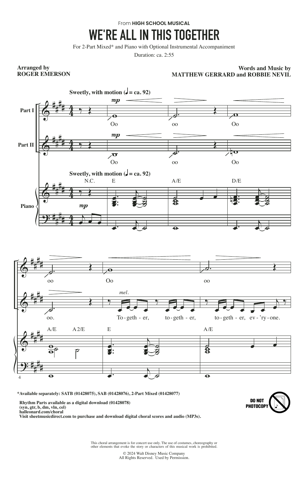 Product picture to: We're All In This Together (from High School Musical) (arr. Roger Emerson)