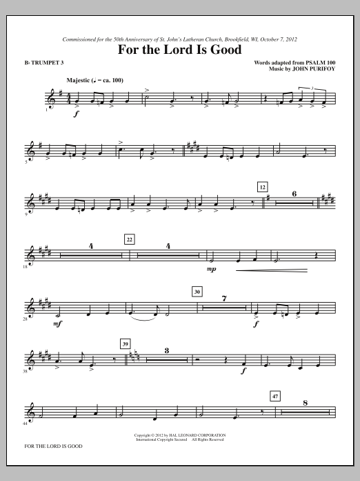 Produktbild zu: For The Lord Is Good - Bb Trumpet 3