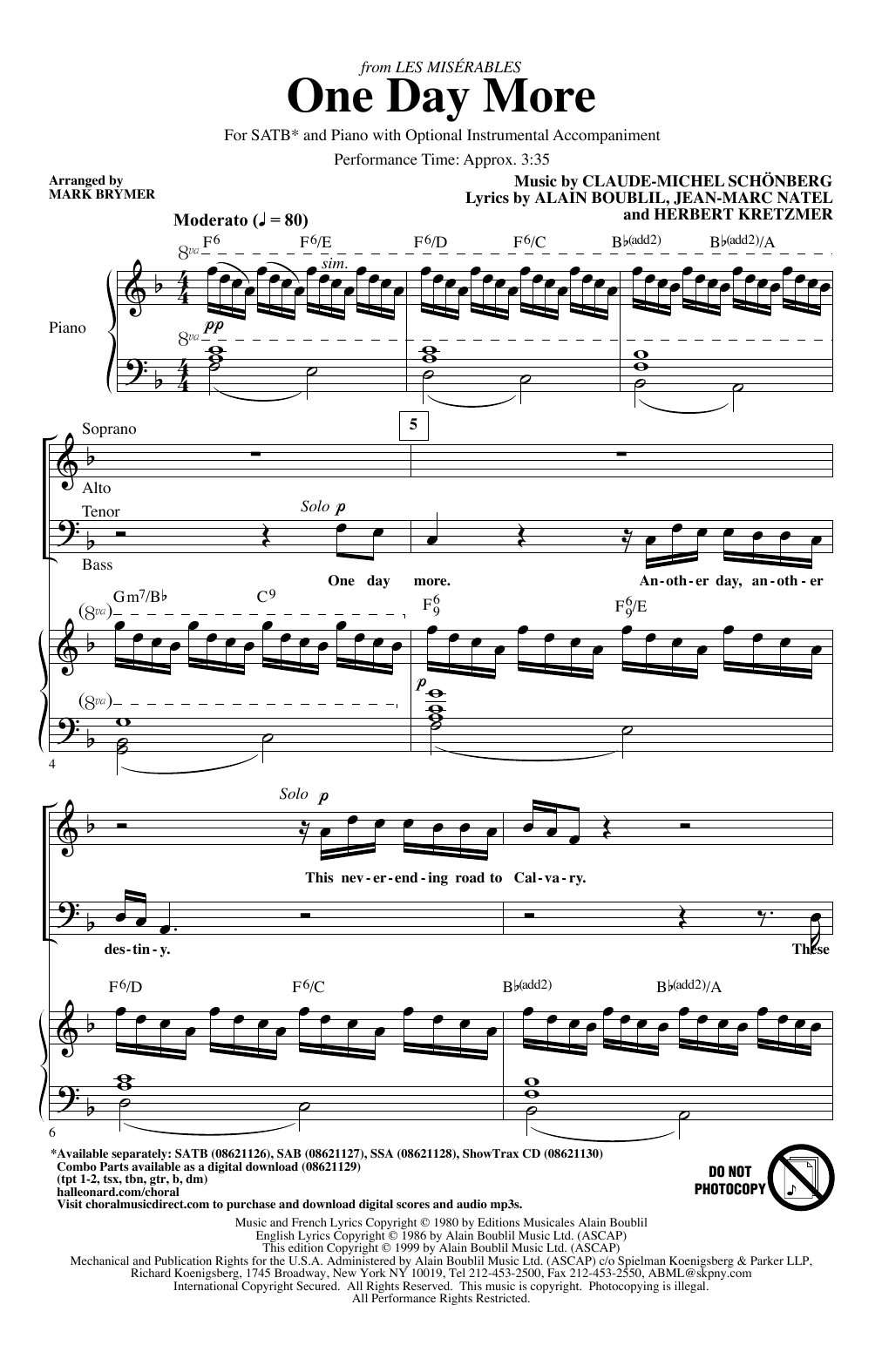 Product picture to: One Day More (from Les Miserables) (arr. Mark Brymer)