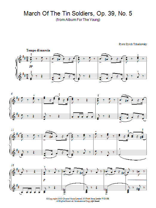 Product gallery: Page 1 of 1 March Of The Tin Soldiers, Op. 39, No. 5 (from Album For The Young), Pyotr Il'yich Tchaikovsky