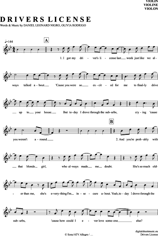 Product picture to: Drivers License Olivia Rodrigo