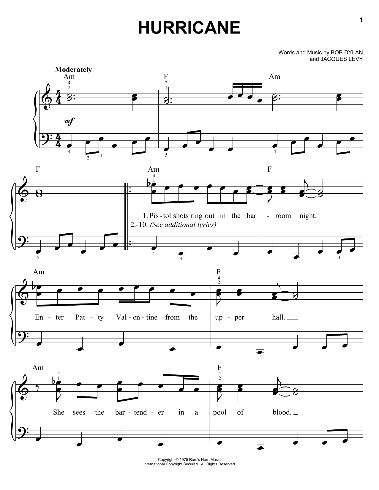 Produktgalerie: Seite 1 von 1 Hurricane, Bob Dylan, Klavier