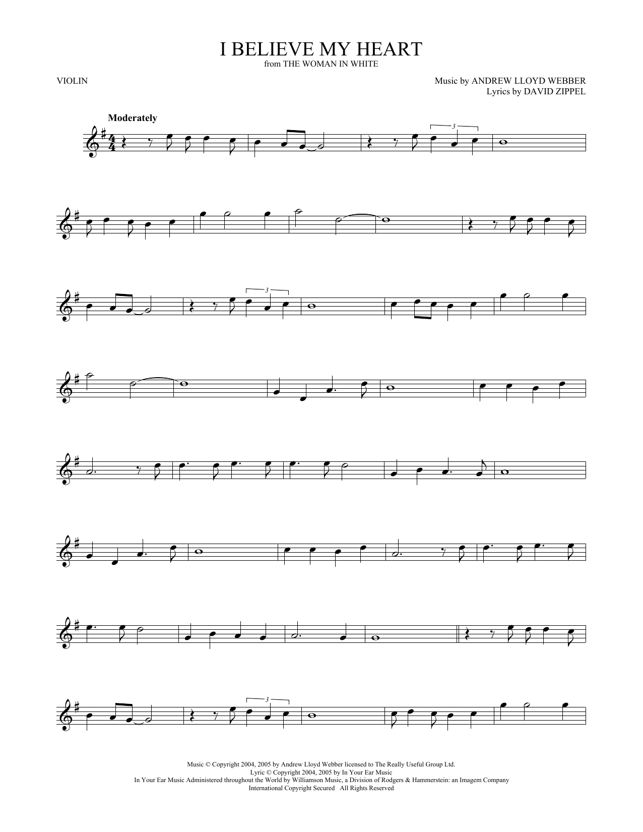 Product gallery: Page 1 of 1 I Believe My Heart (from The Woman In White), Andrew Lloyd Webber
