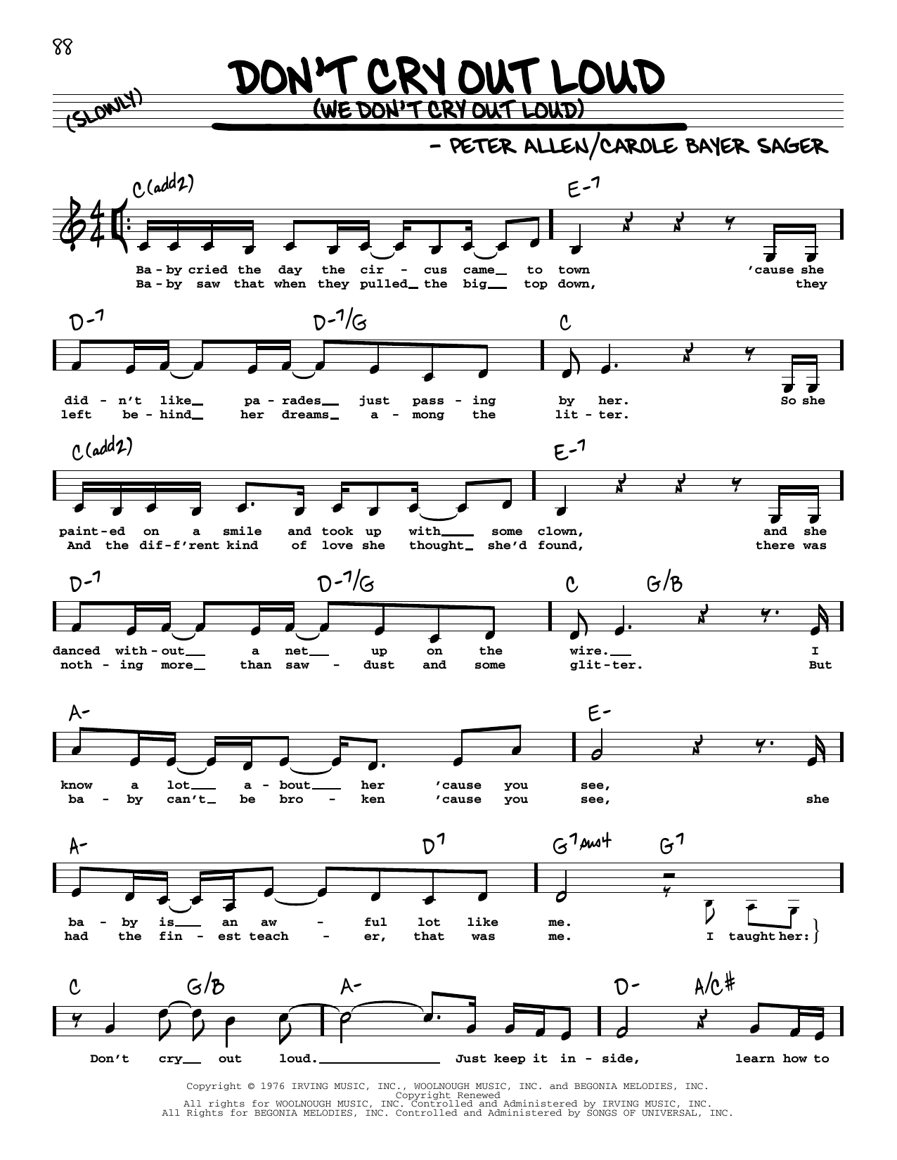 Produktbild zu: Don't Cry Out Loud (We Don't Cry Out Loud) (Low Voice)