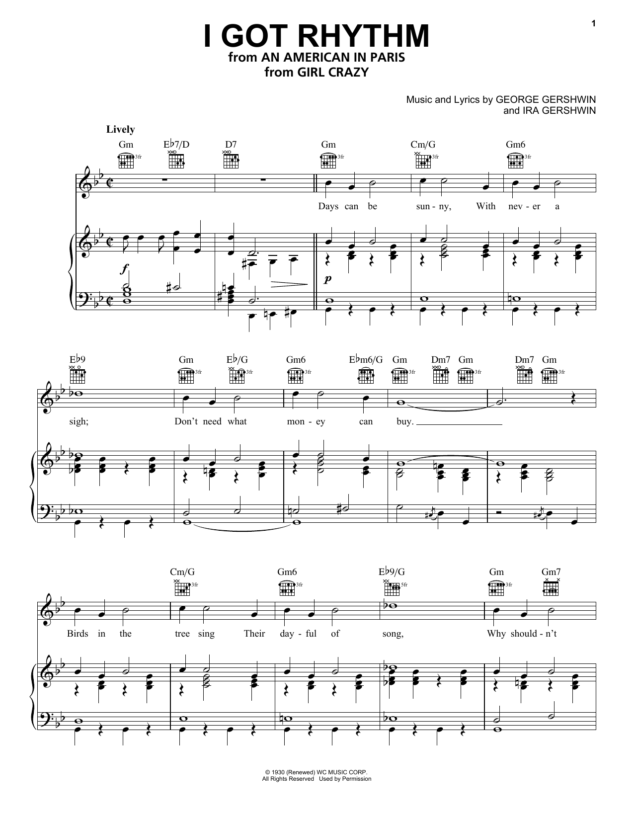Produktgalerie: Seite 1 von 1 I Got Rhythm, Ira Gershwin, Gesang, Gitarre, Klavier