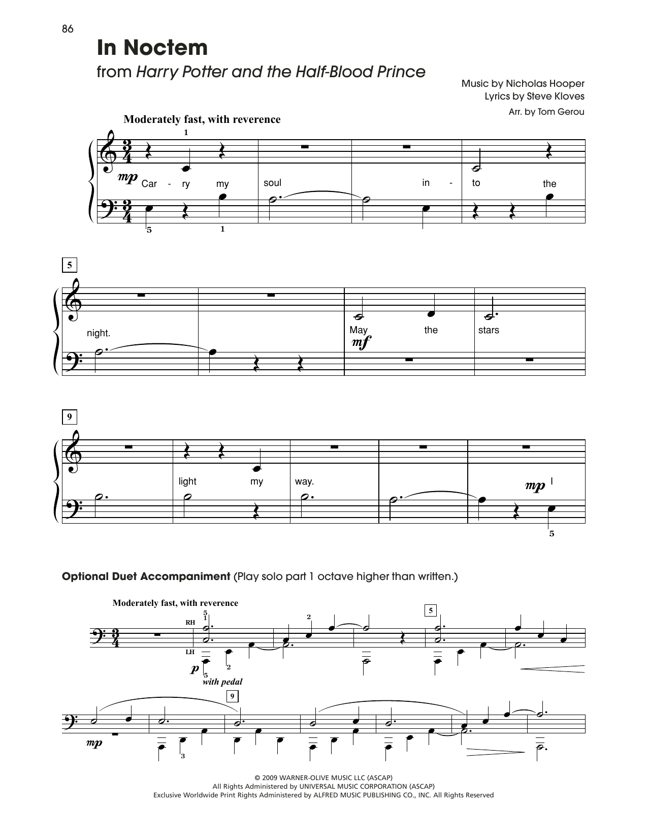 Product picture to: In Noctem (from Harry Potter) (arr. Tom Gerou)