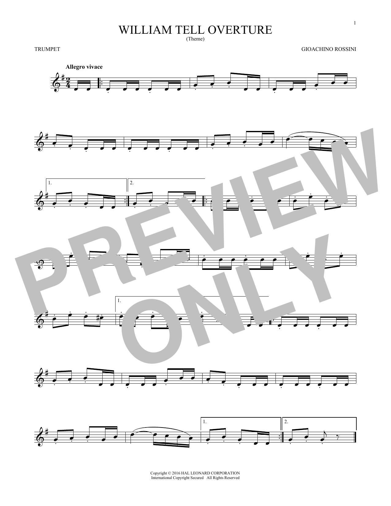 Produktgalerie: Seite 1 von 1 William Tell Overture, G. Rossini, Trompete