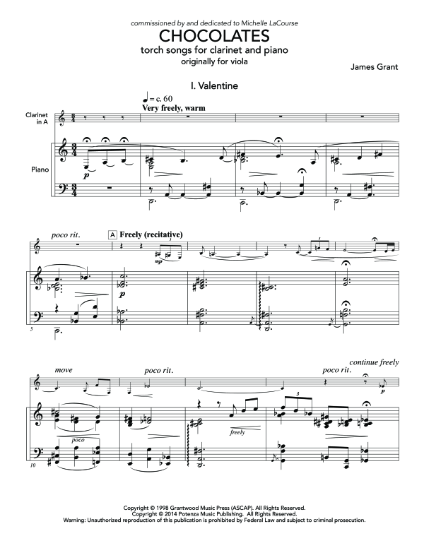 Product gallery: Page 1 of 11 Chocolates, , (clarinet in Bb and piano)