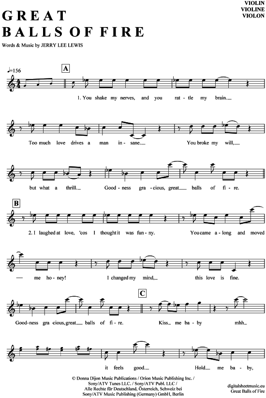Product gallery: Page 1 of 4 Great balls of fire , Lewis, Jerry Lee, (violin)
