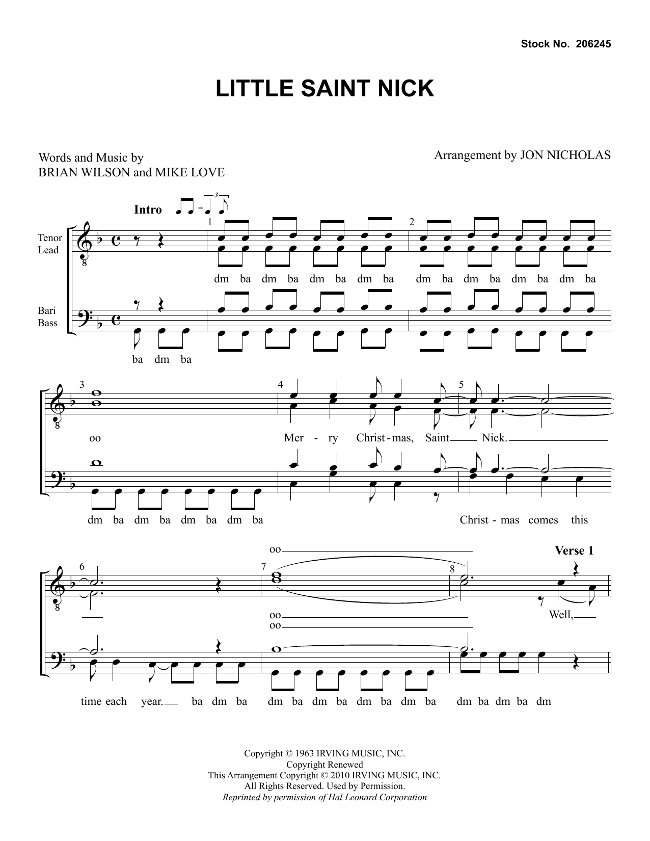 Product picture to: Little Saint Nick (arr. Jon Nicholas)