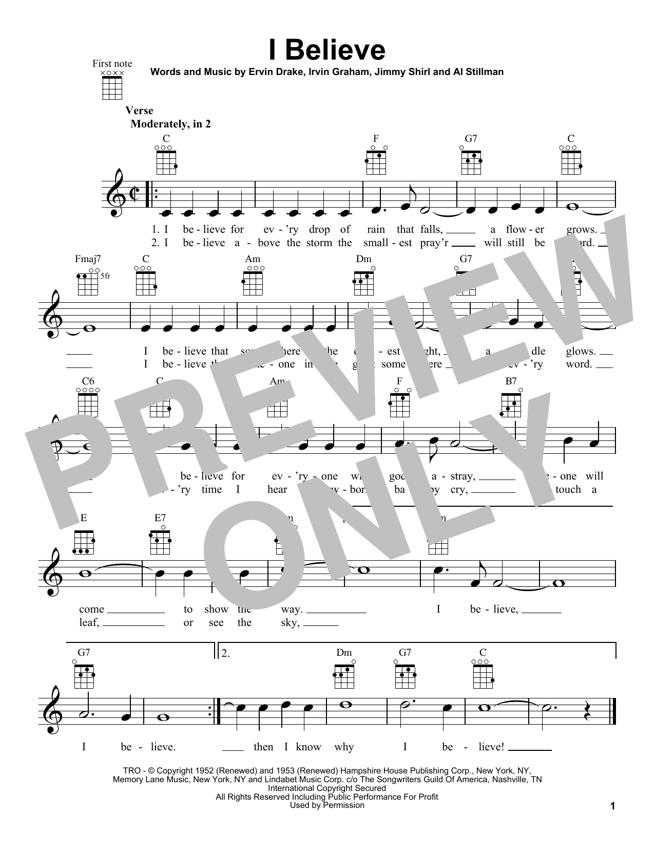 Product gallery: Page 1 of 1 I Believe, Ervin Drake