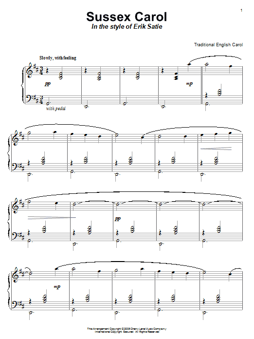 Product gallery: Page 1 of 1 Sussex Carol (in the style of Erik Satie), Traditional English Carol