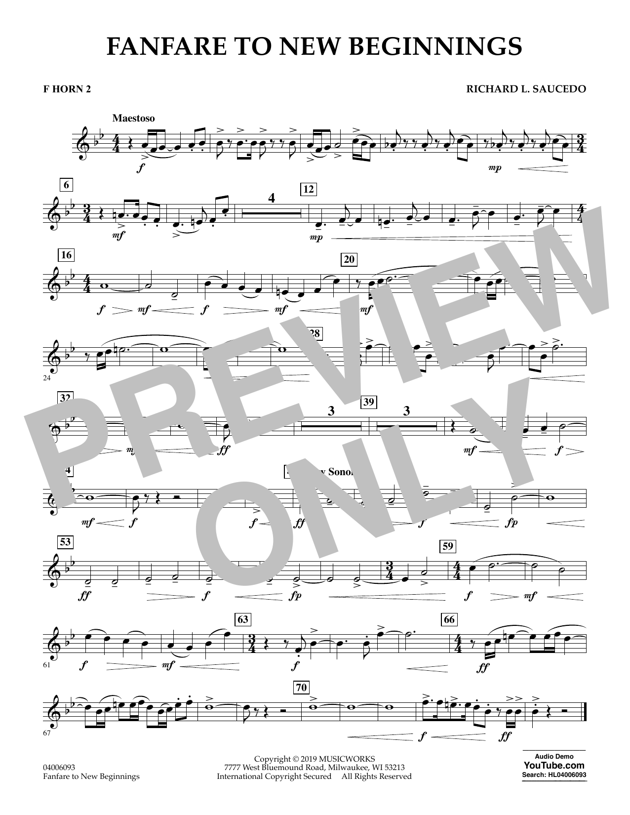 Produktbild zu: Fanfare for New Beginnings - F Horn 2
