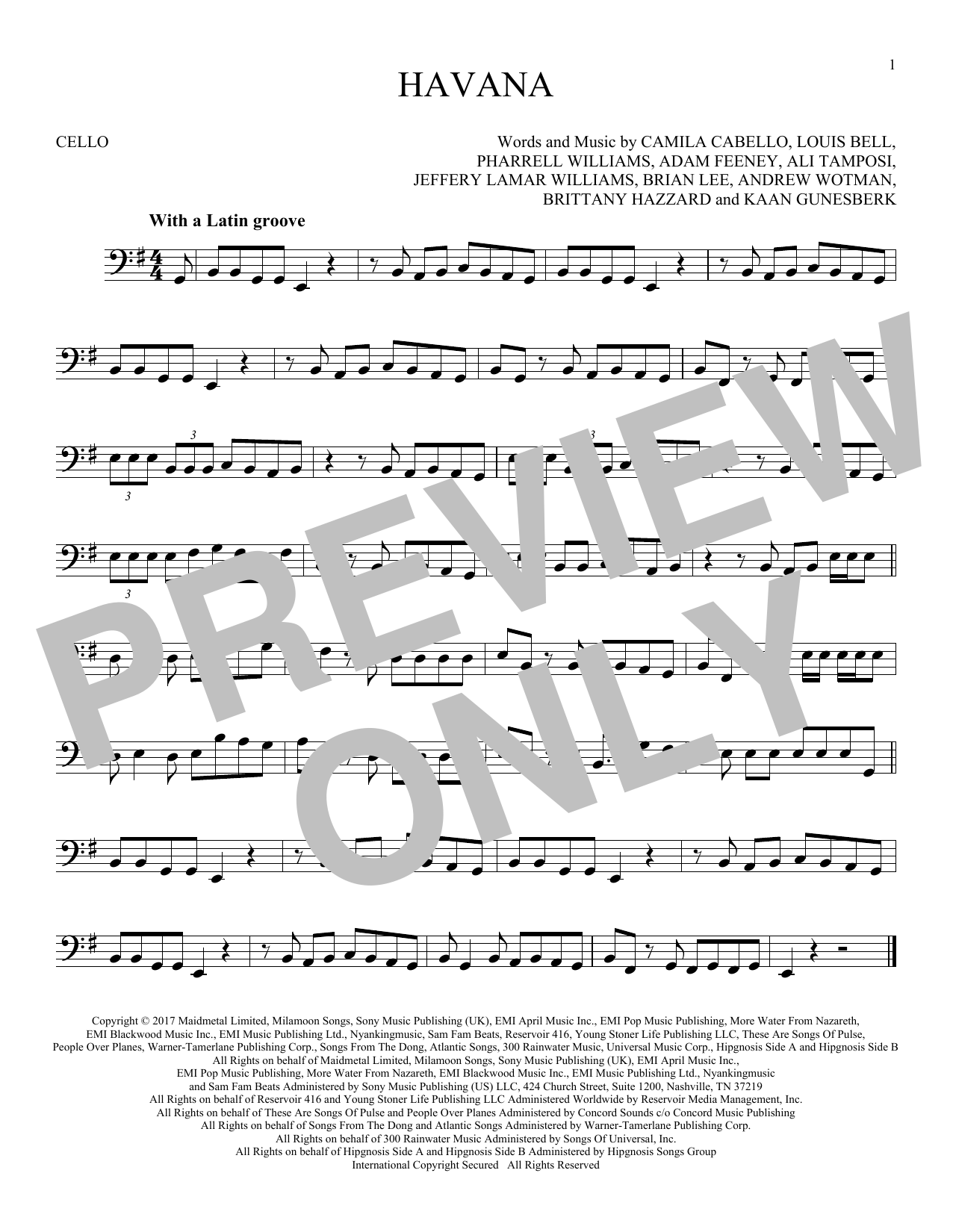 Produktgalerie: Seite 1 von 1 Havana (feat. Young Thug), Camila Cabello, Violoncello