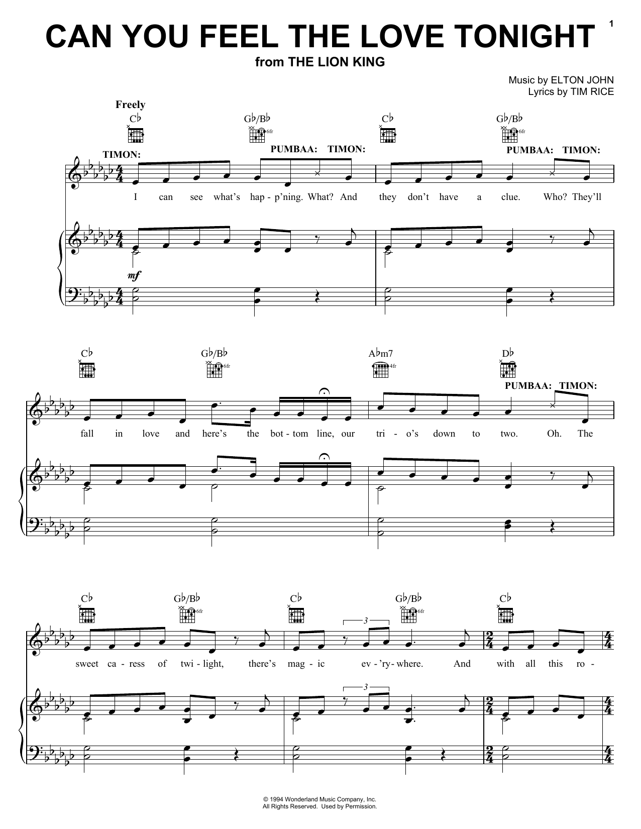 Produktbild zu: Can You Feel The Love Tonight (from The Lion King: Broadway Musical)