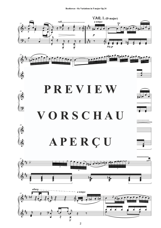 Produktgalerie: Seite 3 von 11 Six Variations in F major Op.34 for Piano, , Klavier Solo