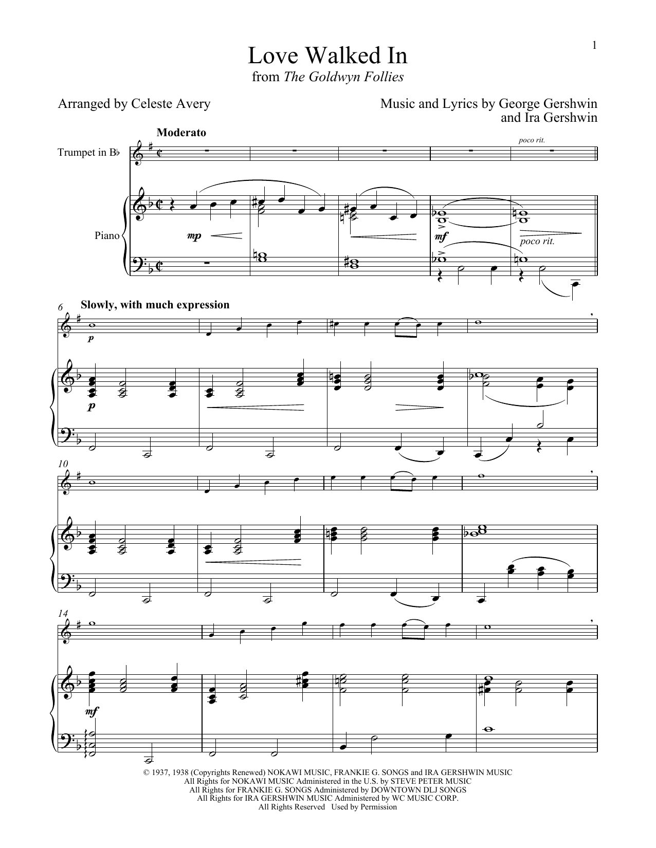 Produktgalerie: Seite 1 von 1 Love Walked In (from The Goldwyn Follies), George Gershwin & Ira Gershwin, Horn, Klavier