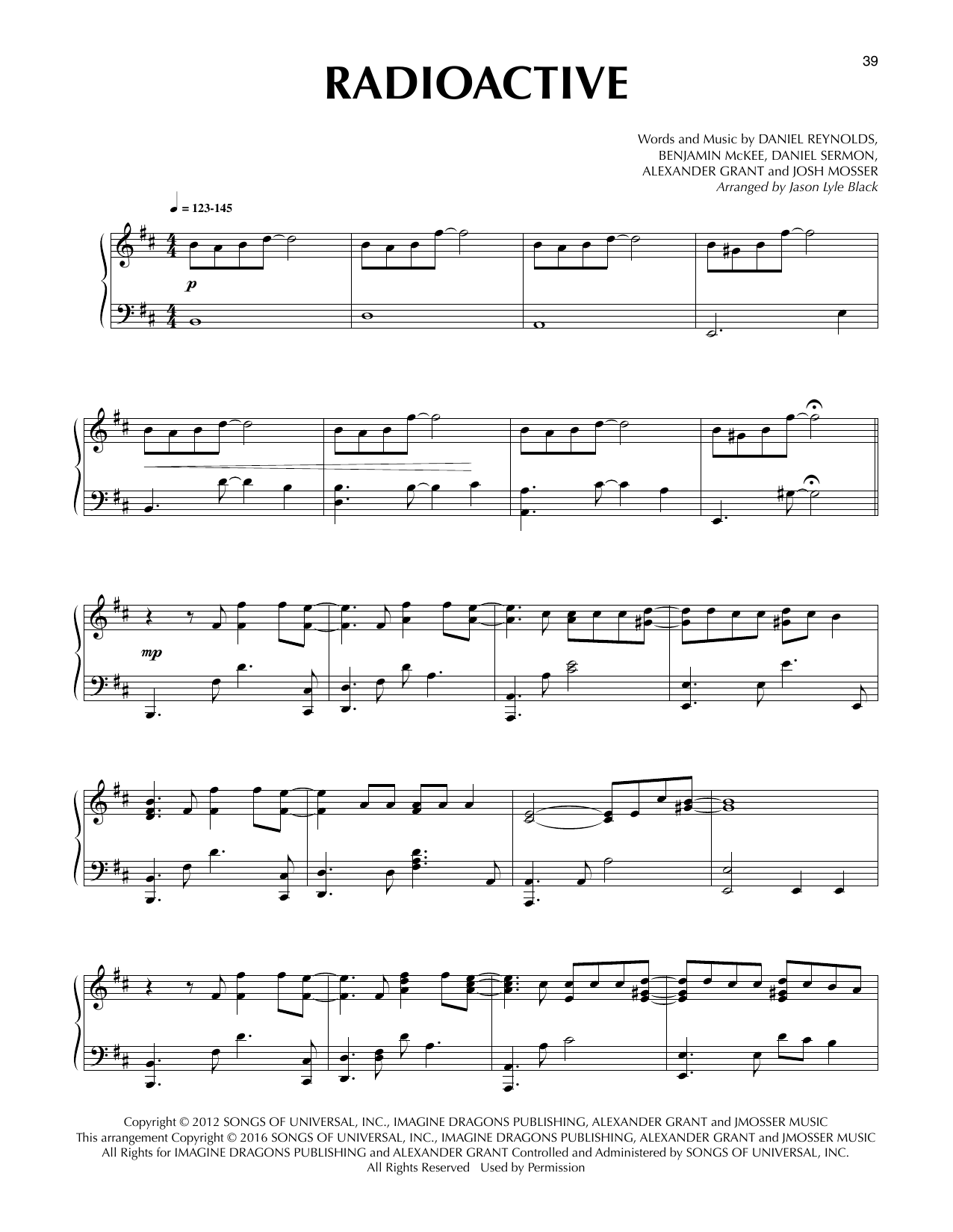 Product gallery: Page 1 of 1 Radioactive (arr. Jason Lyle Black), Imagine Dragons