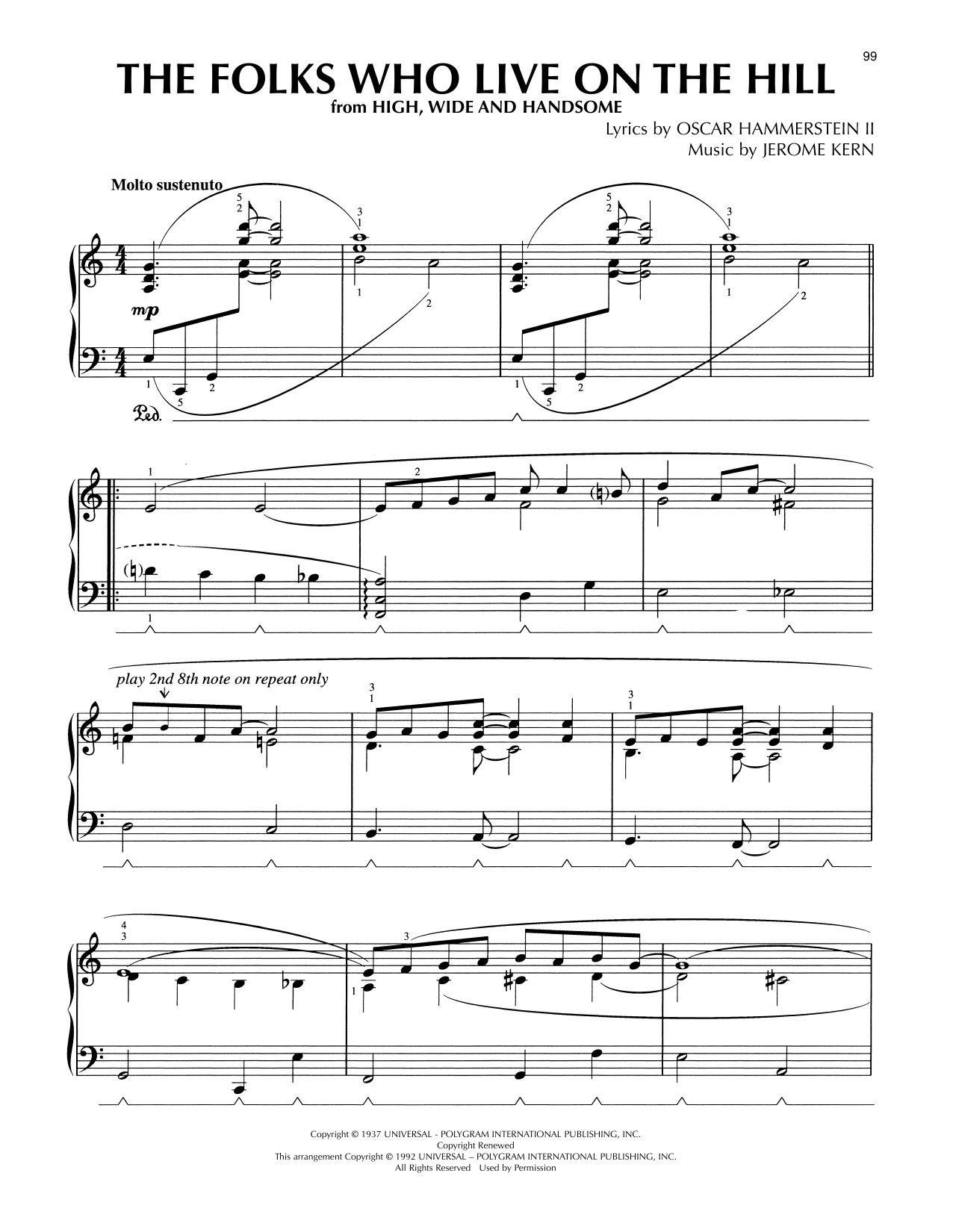 Product picture to: The Folks Who Live On The Hill (from High, Wide and Handsome) (arr. Lee Evans)
