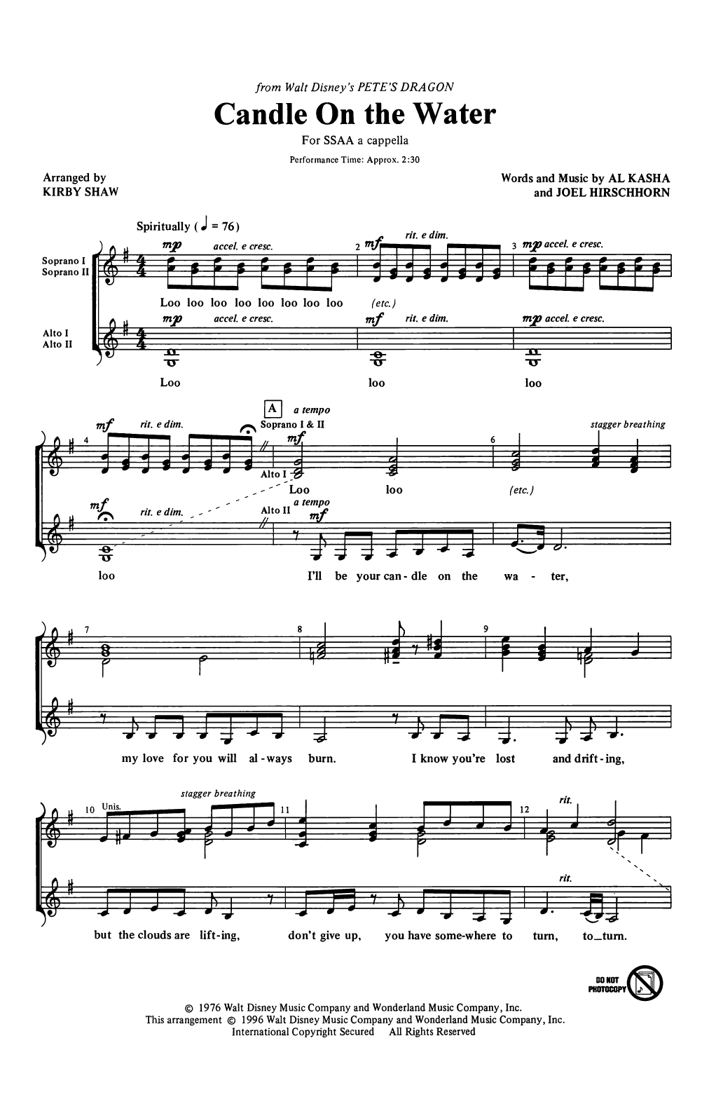 Produktgalerie: Seite 1 von 1 Candle On The Water (arr. Kirby Shaw), Al Kasha & Joel Hirschhorn, Chor