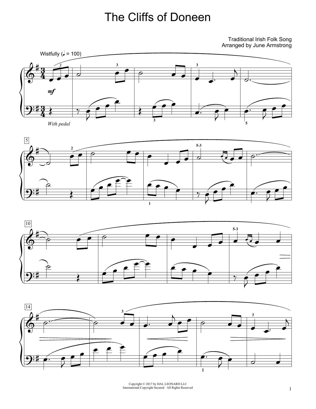 Product gallery: Page 1 of 1 The Cliffs Of Doneen (arr. June Armstrong), Traditional Irish Folk Song