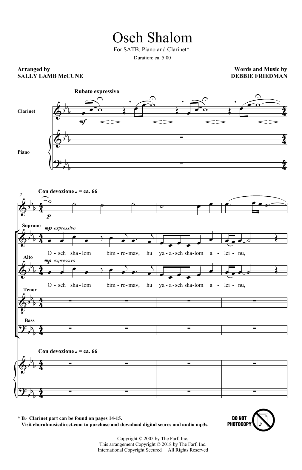Product gallery: Page 1 of 1 Oseh Shalom (arr. Sally Lamb McCune), Debbie Friedman