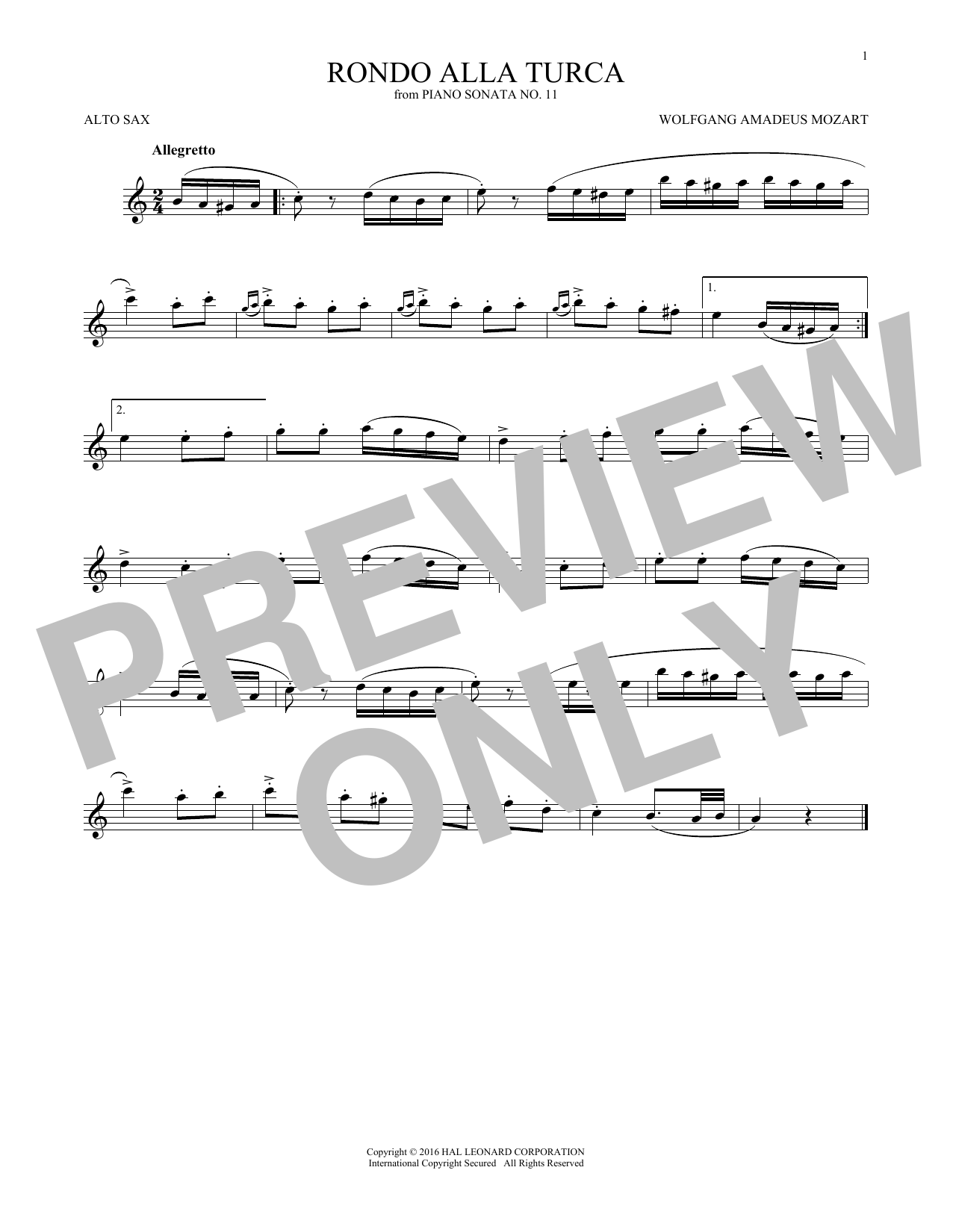 Product gallery: Page 1 of 1 Rondo Alla Turca, Wolfgang Amadeus Mozart