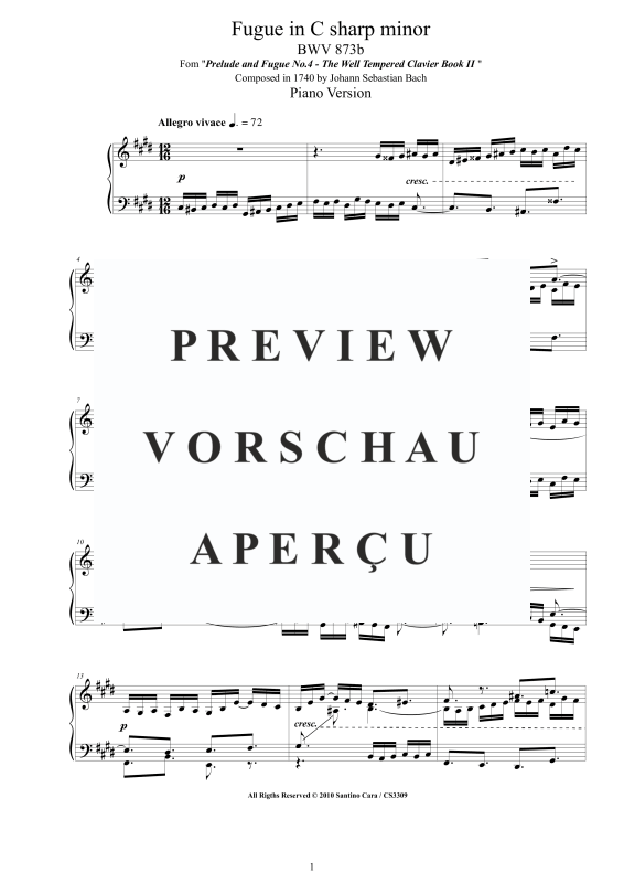 Produktgalerie: Seite 2 von 6 Fuge Cis-Moll BWV 873b, , Klavier Solo