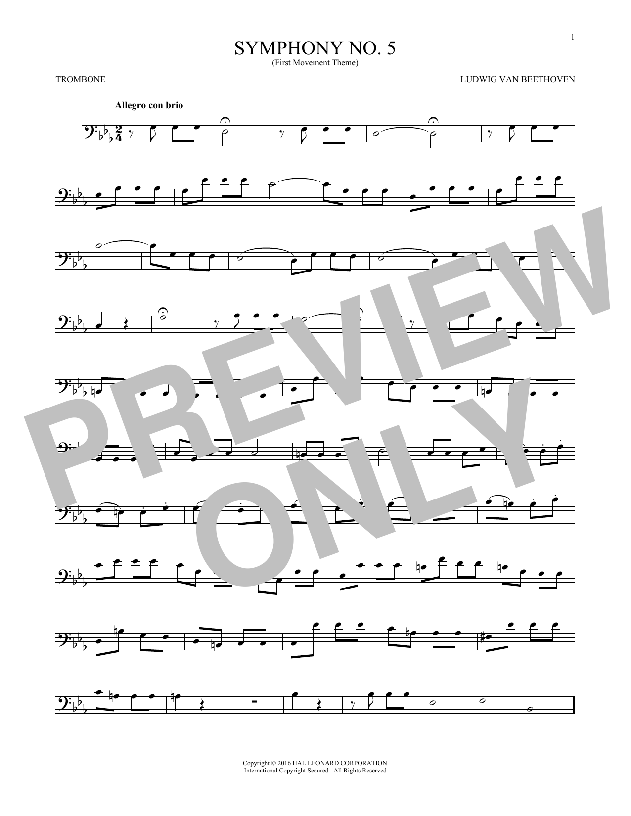 Product gallery: Page 1 of 1 Symphony No. 5 In C Minor, First Movement Excerpt, Ludwig Van Beethoven