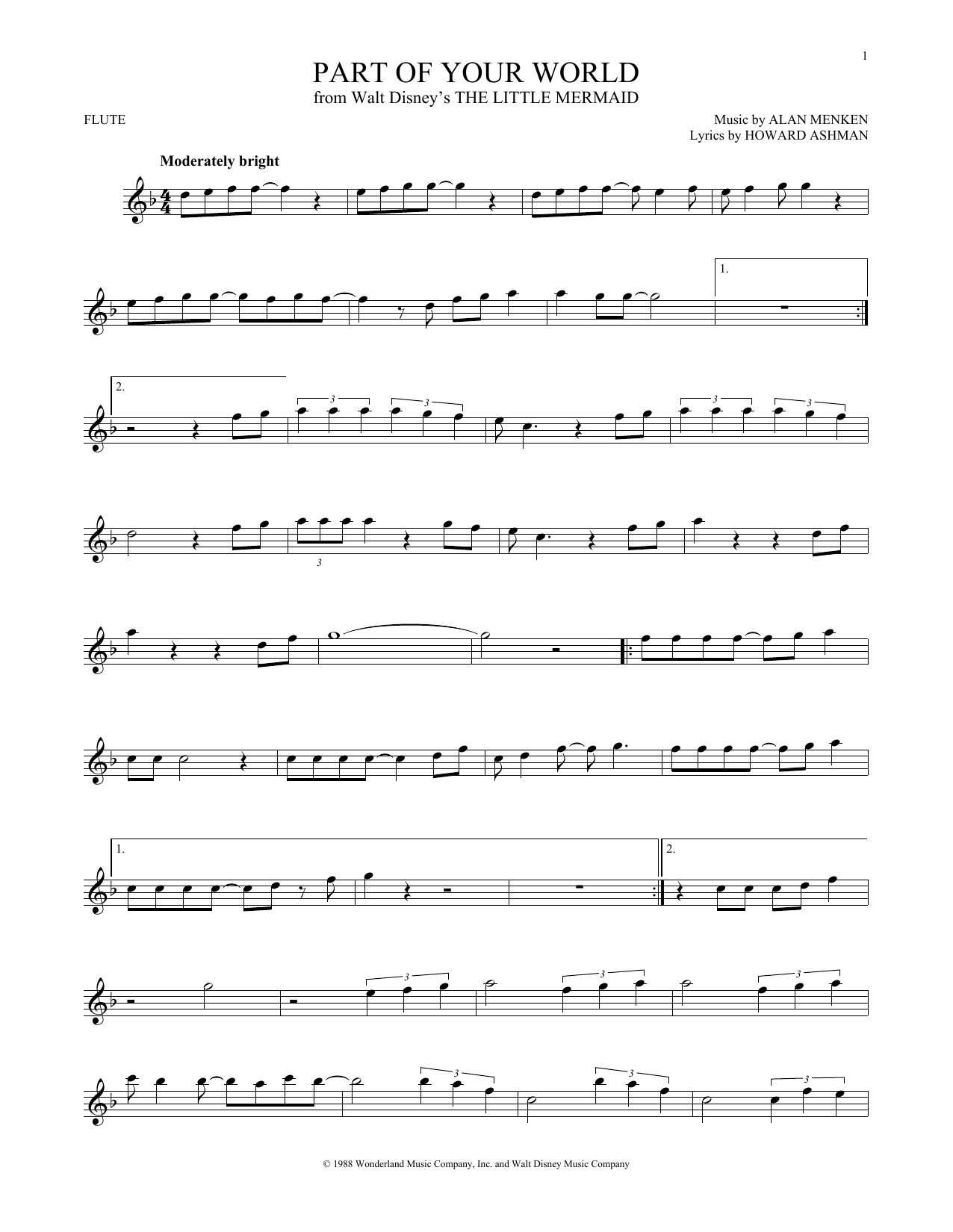 Product gallery: Page 1 of 1 Part Of Your World (from The Little Mermaid), Alan Menken & Howard Ashman