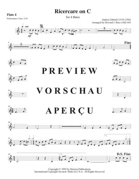 gallery: Ricercare on C , , (4 Flöten in C)
