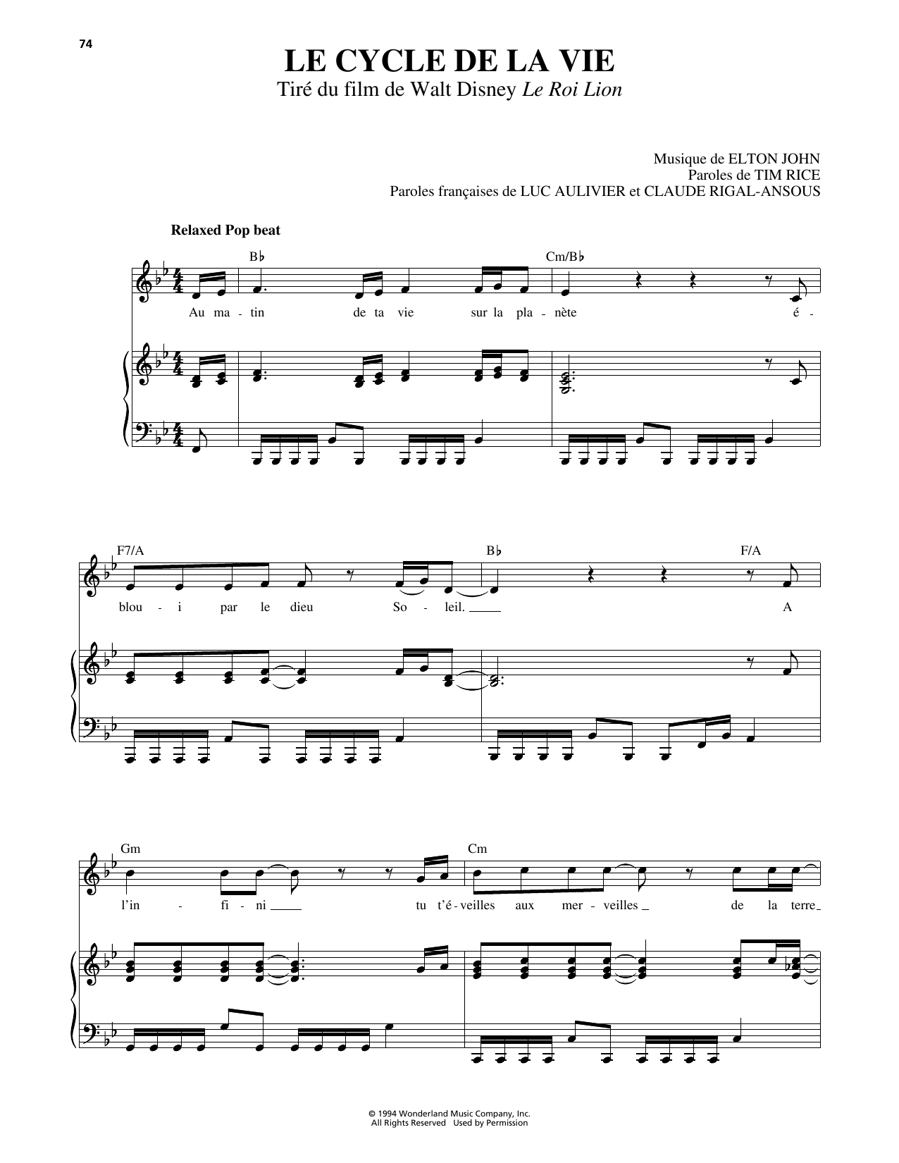 Produktbild zu: Circle Of Life (from The Lion King) [French version]