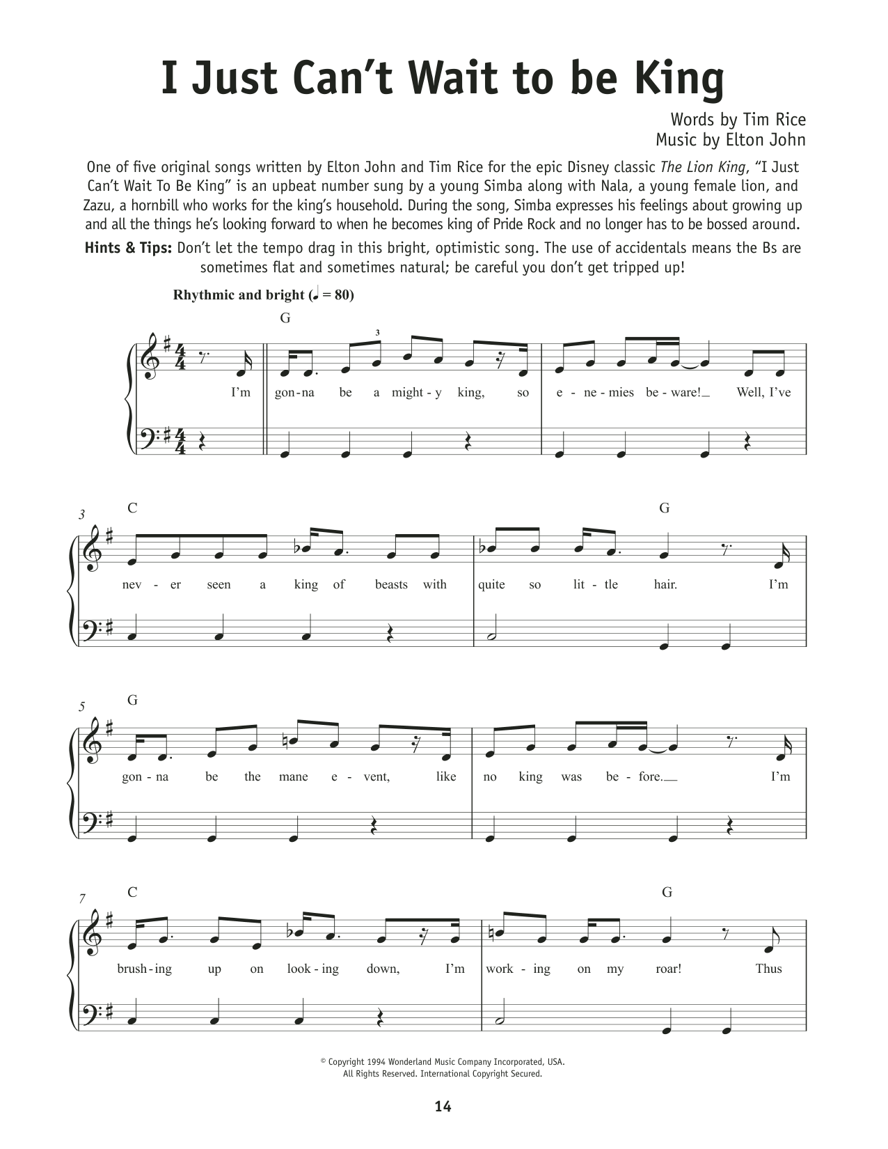 Produktbild zu: I Just Can't Wait To Be King (from The Lion King)